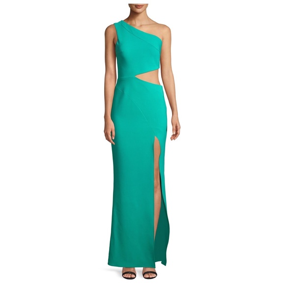New! MARIA BIANCA “Cameron” One-Shoulder Cut-Out Side Slit Maxi Dress - Picture 4 of 10